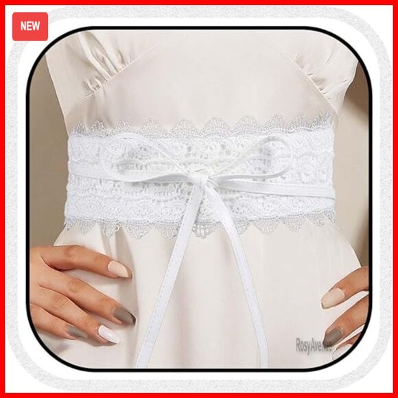 Adjustable Lace Obi Waist Belt, Free Size, Faux Leather Wrap Corset